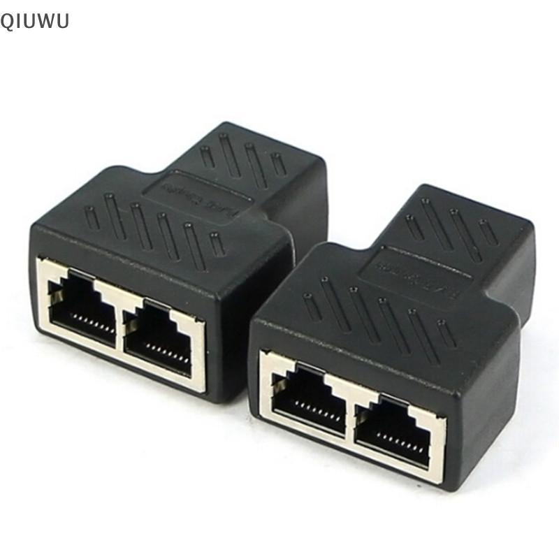 QIUWU 1 Đến 2 Cách Cáp Mạng LAN Ethernet RJ45 Bộ Chuyển Đổi Đầu Nối Bộ Chia Nữ.