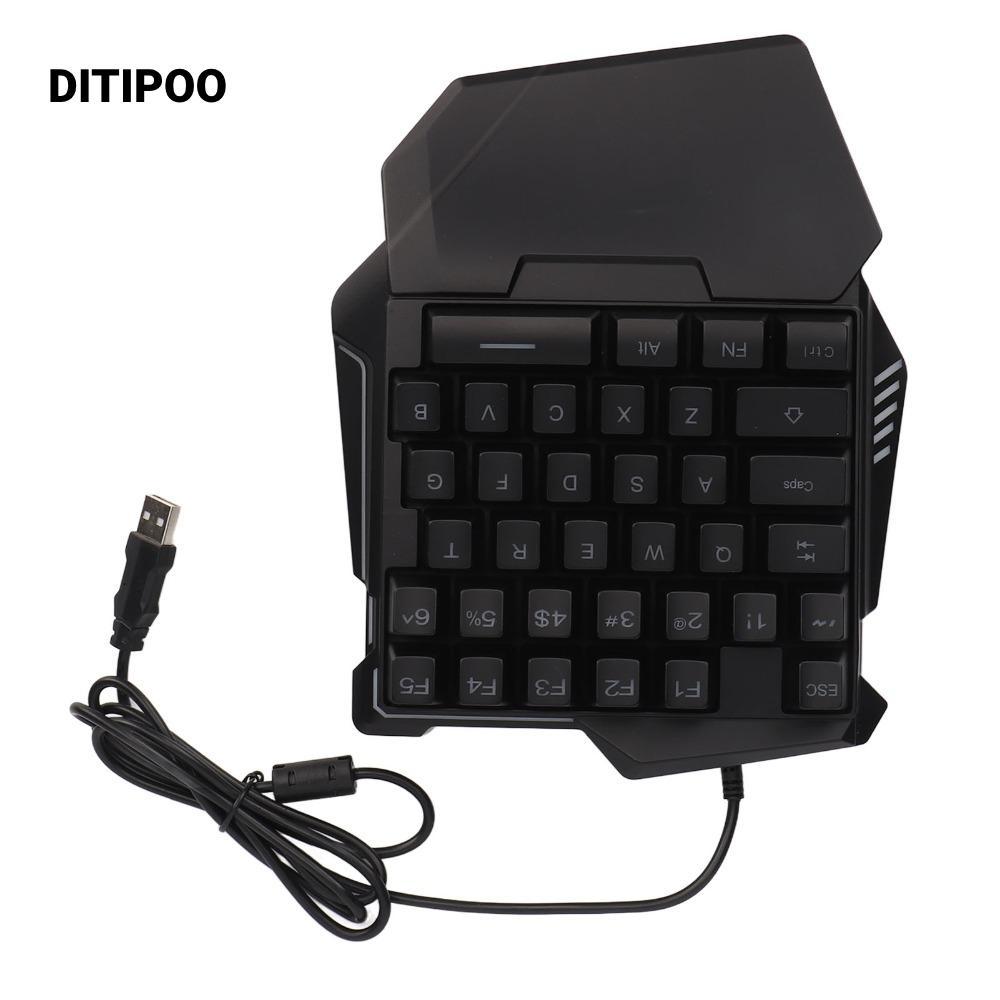 Bàn phím chơi game một tay DITIPOO, Bàn phím chơi game có đèn nền 35 phím, Bàn tiện dụng có dây USB bền bỉ Văn phòng chơi game