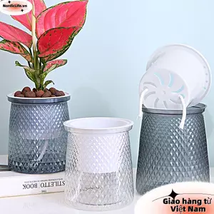 Chậu hoa NORDICLIFE, Chậu cây tự tưới nước bằng nhựa, Đồ dùng làm vườn Chậu trồng thủy canh mực nước có thể nhìn thấy