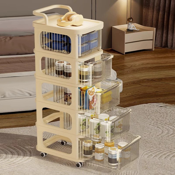 Kệ Đa Năng Có Bánh Xe 3–5 Tầng Kèm Ngăn Kéo, Kệ Đựng Bỉm Sữa Mỹ Phẩm HomeMate
 Tủ Ngăn Kéo Đầu Giường