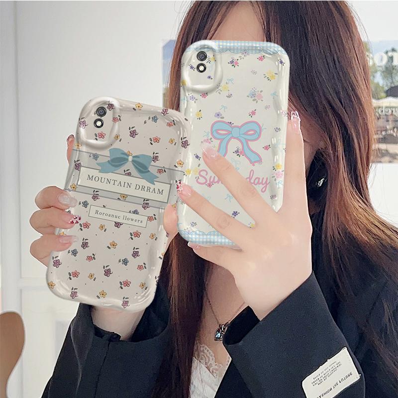 Vỏ Cho Redmi 9A Redmi 9i Phim Hoạt Hình Kem Nơ Cặp Đôi Mềm TPU 3D Sóng Silicon Vỏ Điện Thoại