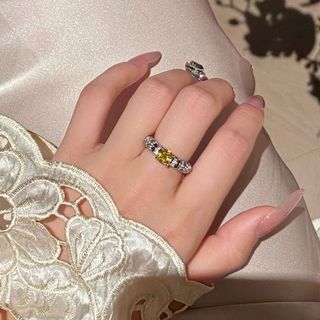 Châu Âu Mỹ ins Phong Cách Mới Kim Cương Vàng Zircon Vòng Cổ Mở Nhẫn Nữ
