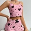 Cherry Loungewear Quần short treo in hình trái tim thường ngày có thể mặc bên ngoài Bộ đồ ngủ nữ 5.12