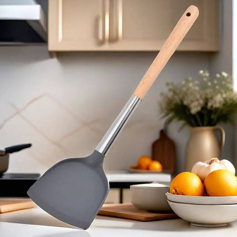 Phu Silicone đồ dùng nhà bếp gỗ xử lý không dính nồi đồ dùng nhà bếp nấu ăn chịu nhiệt súp muỗng mì ống chao xẻng VN
