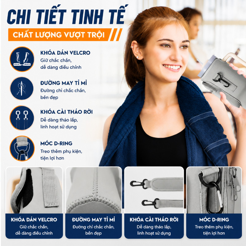 Túi đựng Bình Nước Thể Thao, Dây đeo Vai điều Chỉnh,phù Hợp Bình 30oz-40oz, Ngăn điện Thoại, Móc Khóa, Túi đựng Thẻ