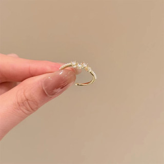 Nhẫn Đường Vàng Gắn Với Ngọc Trai Và Zircons Nhẫn Hai Lớp Dành Cho Nữ Thiết Kế Niche Độc Đáo Nhẹ Sang Trọng Xếp Chồng Nhẫn