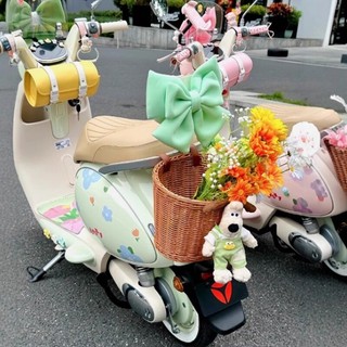 Yadea Hiện Đại Bloom Retro Giỏ Màu Xanh Lớn Xe Điện Trang Trí Phía Sau Cô Gái Dễ Thương Sửa Đổi Phụ Kiện N2L2