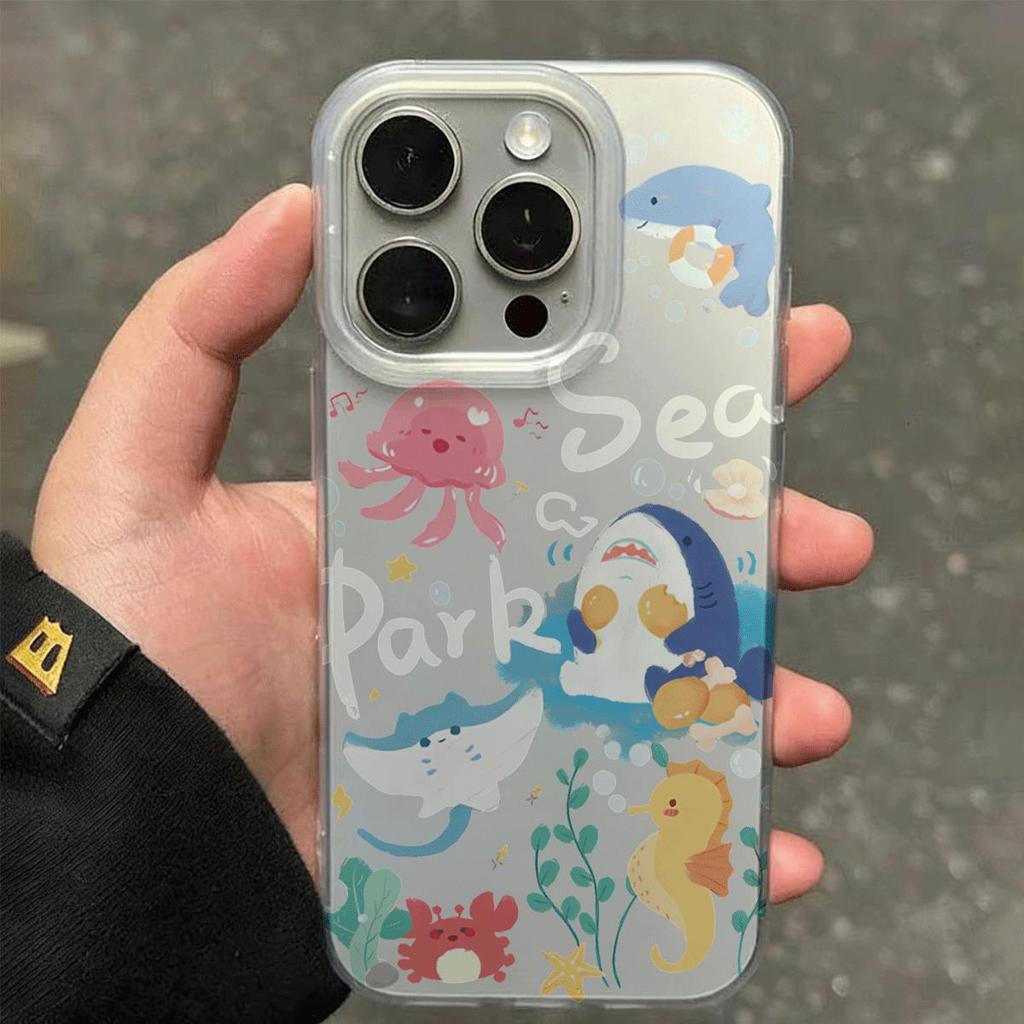 Thế giới biển Đối với trường hợp iPhone 14Pro Da đơn giản và tươi mới 151716