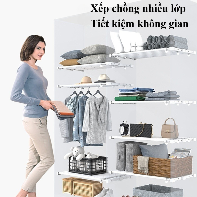 Kệ chia ngăn tủ quần áo tủ bếp, không cần khoan, co giãn, đa dụng, Sử dụng đa tình huống,tiện lợi cho gia đình
