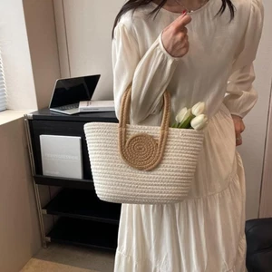 Túi Quà Tặng Túi Cầm Tay Sợi Cotton Túi Dệt Ống Hút Túi Phổ Biến Đi Biển Tua Rua Cầu Vồng Túi Nữ 50N5
