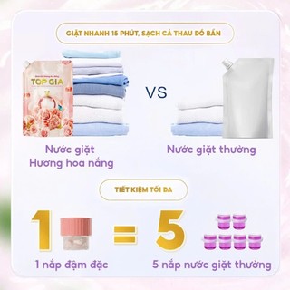 [Combo 2 Túi] Nước Giặt Xả TopGia Hương Hoa Nắng và Đắm Say, Túi 2L Sạch Sâu, Lưu Hương 72H