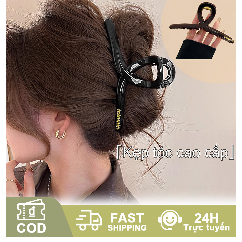 Kẹp tóc lớn 15cm, kẹp cá mập acrylic, an toàn chống trượt cho tóc dày, lò xo siêu mạnh, phong cách Hàn Quốc