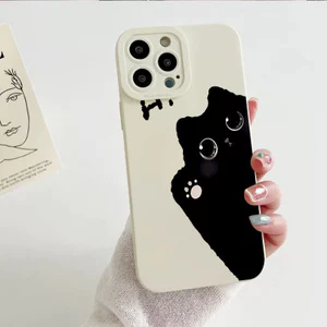 Ốp lưng iPhone họa tiết mèo đen dễ thương Ốp silicon lỏng mềm bảo vệ iPhone 11 12 13 14 15 16 17Pro Max IP 7 8 Plus