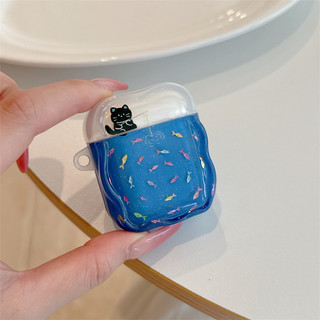 Mèo con fishes.for Airpods4 Airpod 1 / 2 3 Pro Pro2 pro3 Vỏ tai nghe Bluetooth không dây Vỏ bảo vệ tai nghe AirPods Pro i3 i4 pro3