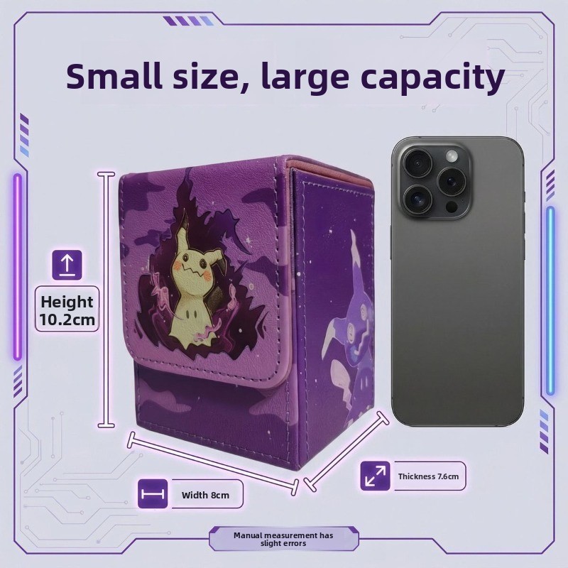 PTCG Ghost Thuộc tính Mimikyu Series Diy Bảng da từ tính Hộp đựng thẻ trò chơi OPCG DTCG TCG Bộ sưu tập thẻ trò chơi Hộp lưu trữ đồ chơi Nhân vật đồ chơi Anime Bộ sưu tập trò chơi Hộp lưu trữ