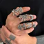 Bộ Nhẫn Gothic Nam 10 Chiếc - Vintage Mạ Bạc - Skull Spider Web Bat Motifs - Kết Cấu Có Thể Xếp Chồng Lên Nhau - Thích Ứng Toàn Cầu