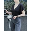 Áo phông cổ tim tay ngắn nữ TT 4 mùa💋Áo thun cổ tim nữ tay hến💋[freeship] Linh Tây.Clothing