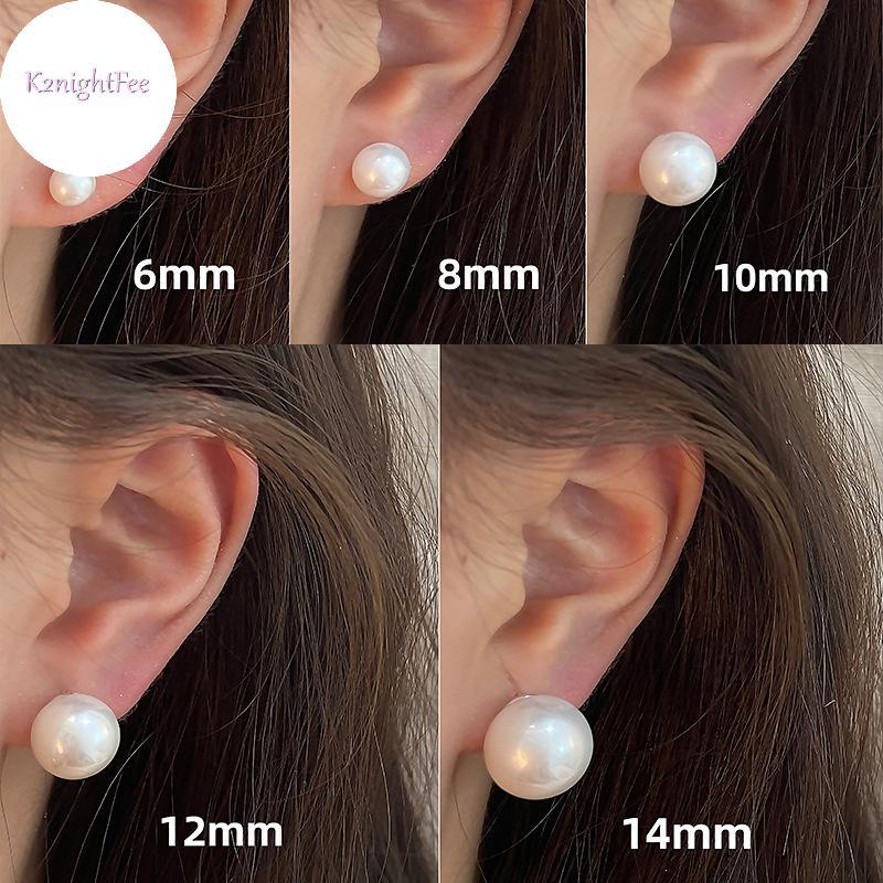 K2nightFee Bông Tai Ngọc Trai Cổ Điển Vỏ Tròn - Trang Sức Dự Tiệc Cho Nữ