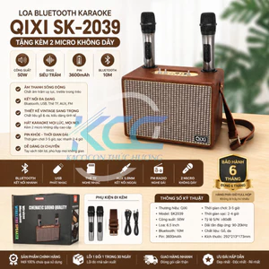 Loa Bluetooth Karaoke SK-2039 Qixi Bass Trầm Mạnh Tặng 2 Micro Không Dây Giá Tốt