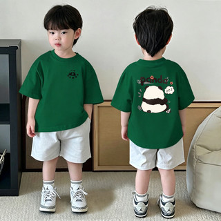 (Từ 1-12 tuổi) Áo thun ngắn tay trẻ em in hình gấu trúc đen trắng dễ thương, chất liệu thoáng khí.
