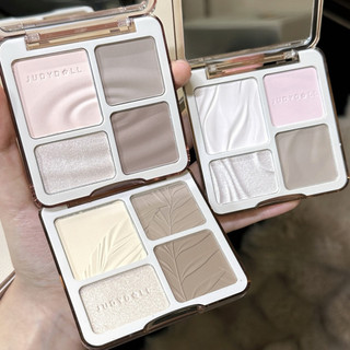 JudydoLL Bảng xếp nếp đa năng có độ bóng cao Hai màu Matte Brightening Ba chiều Colorfast Bột bóng mũi đa chức năng