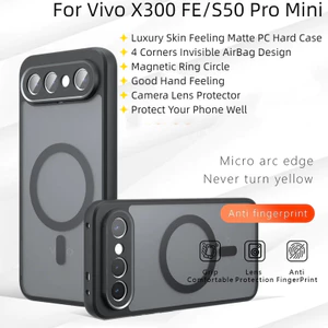 Dành Cho Vivo X300 FE X300FE Ốp Lưng Da Sang Trọng Cảm Giác Mờ PC Cứng Từ Tính Vỏ Điện Thoại Cho Vivo S50 Pro Mini X300Fe