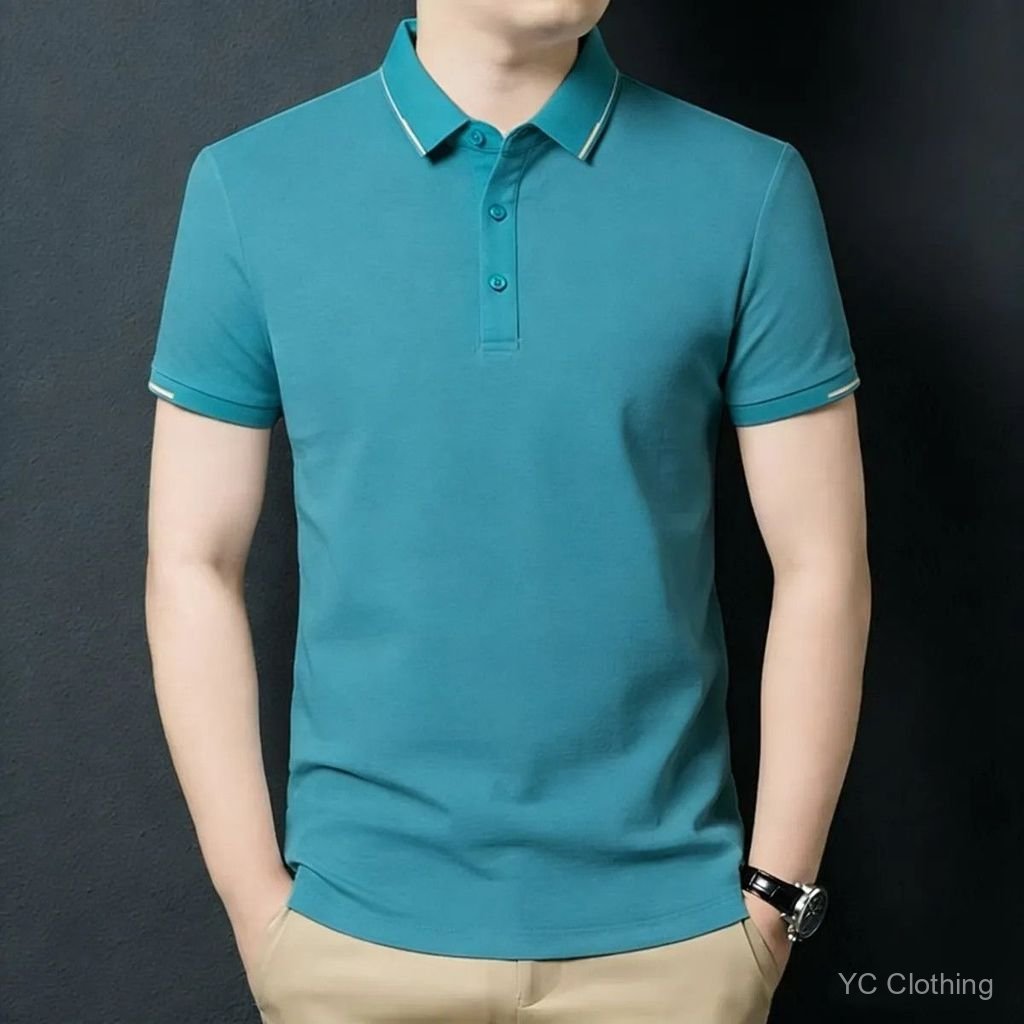 Áo sơ mi polo nam mùa hè, tay ngắn, nhẹ, thoải mái, thời trang công sở cao cấp B9VJ