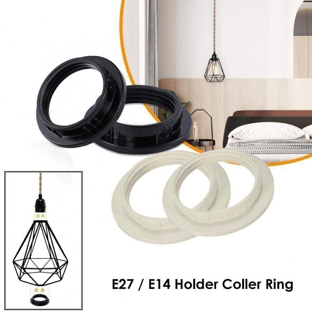 Bộ chuyển đổi vòng cổ đen hoặc trắng thực tế cho bóng đèn E14 E27 2 gói