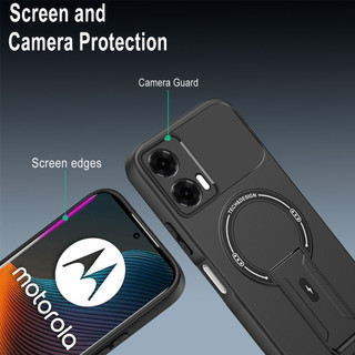 Dành Cho Motorola Moto G24 Power 4G Ốp điện thoại Cứng Cảm Giác Da Có Chân Đế Ẩn Vỏ Từ Tính Cạnh Mềm Chống Sốc Mỏng Vỏ