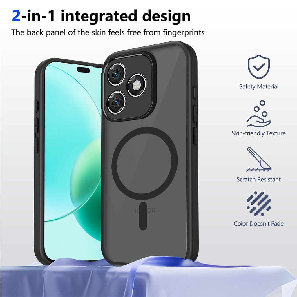 Ốp lưng Honor X5D Plus Vỏ thu hút từ tính màu đen mờ cho ốp điện thoại Honor X5D