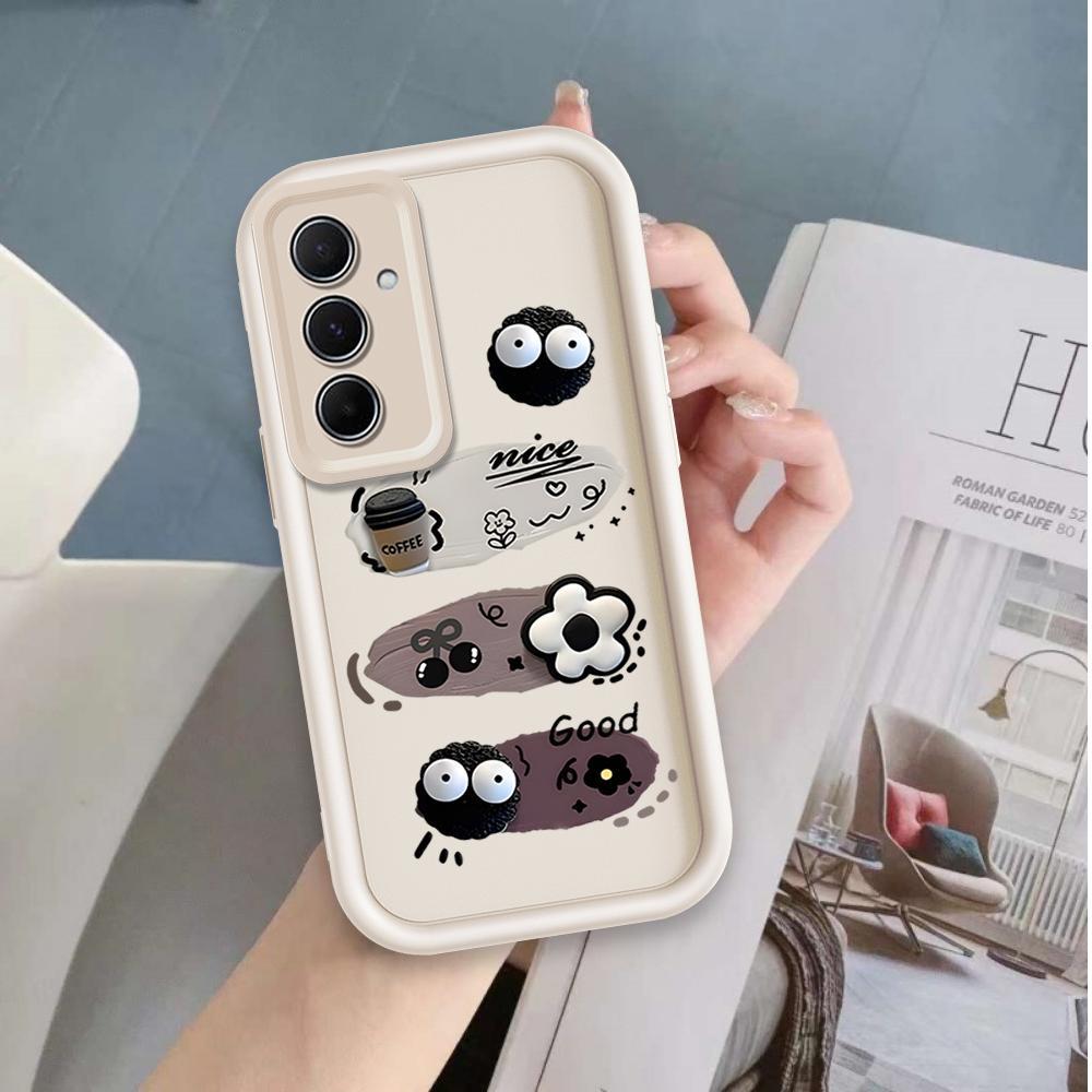 Ốp Lưng Cho Samsung A04S A05S A14 A15 A25 A35 A55 A16 A56 A17 5G Phim Hoạt Hình Silicon Nghệ Thuật Mềm Ốp lưng TPU Đen Bóng Than Mắt Thiên Thần Ốp Lưng Chống Sốc