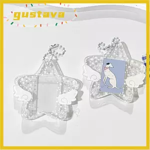 GUSTAVA Photocard Holder, Móc khóa khung Acrylic trong suốt Star Wings Series, Trang trí thẻ bảo vệ hình ảnh thần tượng 1 Inch dễ thương