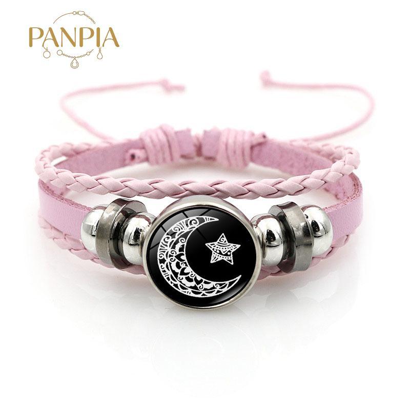 PNPIA- 2 Chiếc Dạ Quang Cặp Đôi Vòng Tay Mặt Trăng Mặt Trời Có Thể Điều Chỉnh Vòng Tay Bện Tình Bạn Thời Trang Lãng Mạn Trang Sức Quà Tặng Sinh Nhật