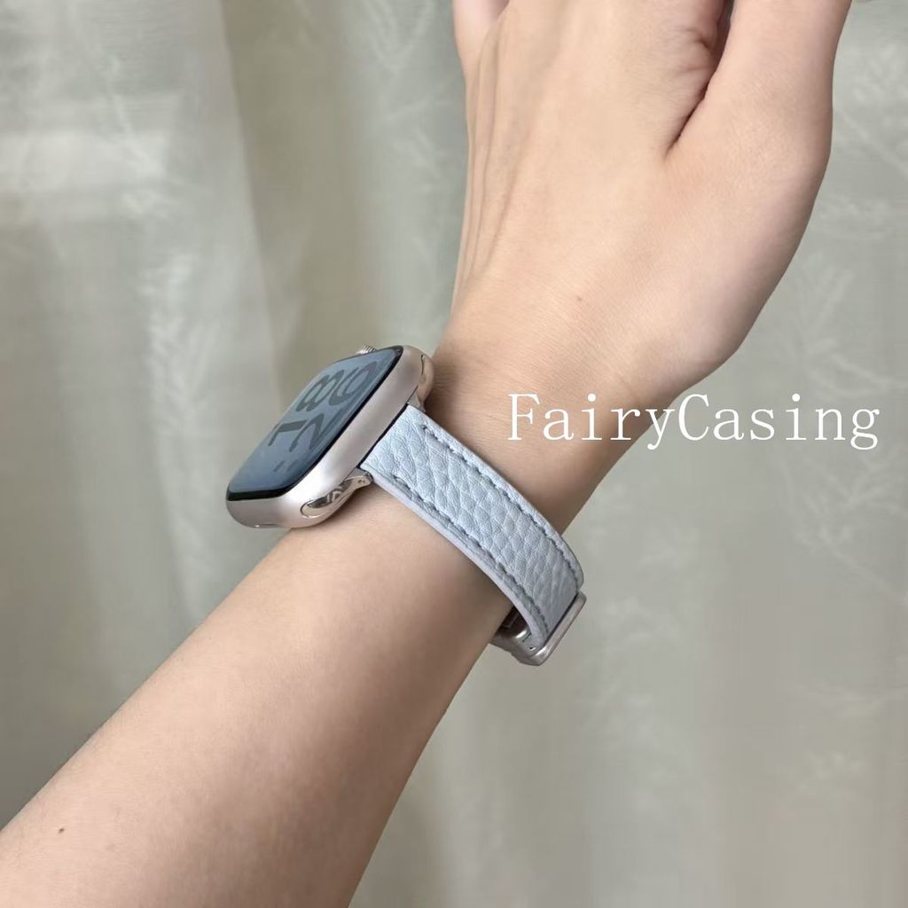 Dây da vải thiều cho iWatch Ultra S11 10 9 8 7 6 5 4 Dây đeo vòng tay cho Apple Watch 38 40 41 42 45 46mm 49mm Dây đeo