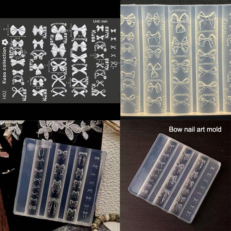 # luckpro # 3D Nơ Khuôn Làm Móng Tay Silicon Kích Thước Hỗn Hợp Nơ Tấm Dập Mềm Kawaii Ballet Nơ DIY Dụng Cụ Khuôn Làm Móng Tay Nghệ Thuật.