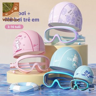 Bộ Mũ Bơi Trẻ Em Chống Sương Mù Nhìn Rộng Silicon Chống Thấm Nước Bể Bơi Đi Biển