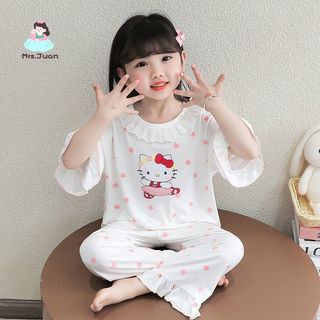 Bộ đồ ngủ Hello Kitty cho bé gái – Chất liệu lụa lạnh, mát, thiết kế dễ thương, thoải mái mùa hè