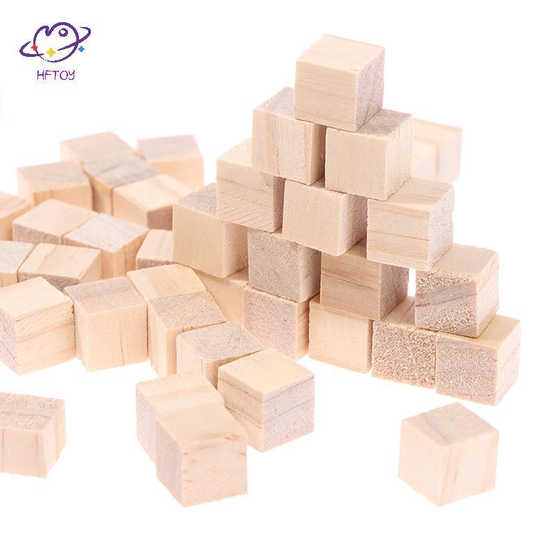 HFTOY 100 Chiếc Chưa Hoàn Thành nk Mini DIY Gỗ Vuông Khối Chắc Chắn Cho Đồ Gỗ Thủ Công ~