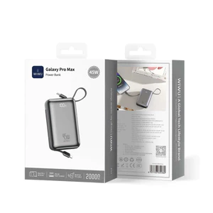 Sạc Dự Phòng 20000mAh WIWU AS-182 45W - Tích Hợp Sẵn Cáp Type C và Lightning, Sạc Nhanh 2 Chiều PD