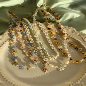 Mới Bohemian Handmade Pha Lê Đính Hạt Vòng Tay Hoa Dopamine Màu Vòng Tay Tươi Nữ Bán Buôn