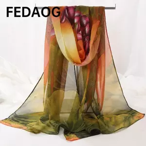 Khăn choàng đi biển FEDAOG, Khăn lụa thoáng khí mịn màng, Khăn choàng voan thêu mùa hè chống nắng cho nữ