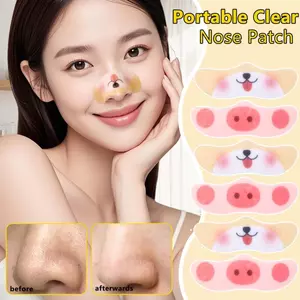 1 / 2 Hộp Miếng dán mũi làm sạch mụn đầu đen hiệu quả, Axit Glycolic & Công thức cây trà nhẹ nhàng, Chủ đề dễ thương di động (Lợn / Chó), để loại bỏ cặn trang điểm