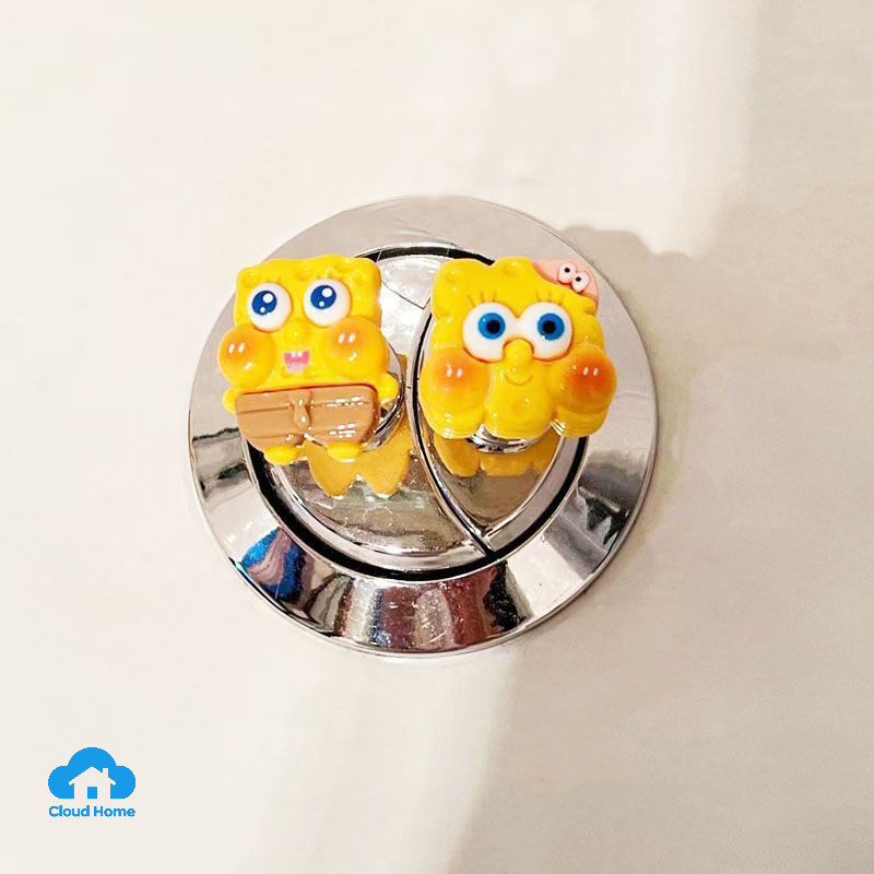 🌤️COD🌤️Spongebob Công Tắc Nhà Vệ Sinh Nút Tủ Tay Nắm Cửa Nhà Vệ Sinh Máy Bơm Nước Nắp Bấm Nút Trang Trí