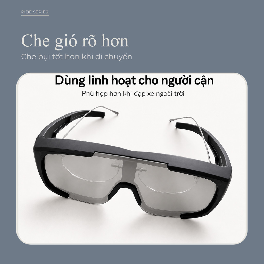 Kính đạp xe phân cực UV400 có thể đeo chồng lên kính cận dùng ban ngày