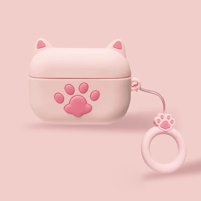 Vỏ tai nghe silicon hình chân mèo + mặt dây chuyền cho AirPods Pro3/Pro/Pro2/4/3/2/1