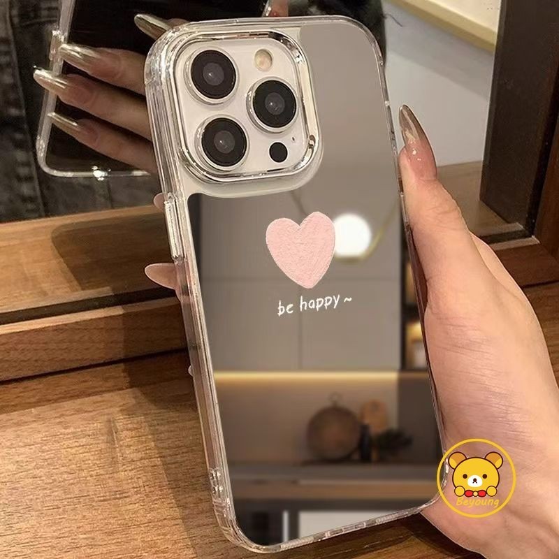 Ốp Gương Trái Tim Tình Yêu Cho OPPO Reno 15F 15 Pro Max Mini 15C 14F Find X9 X9S X8 Ultra X8S K15 K14 K14X K13S K13 Turbo Pro Plus Năm Mới Vỏ Điện Thoại Hoạt Hình Chúc May Mắn