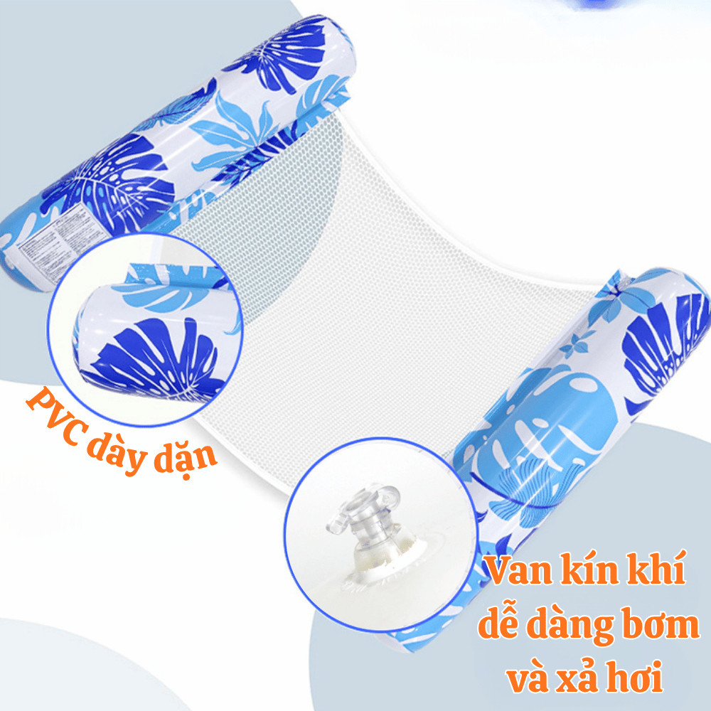 Phao Bơi Nằm Thư Giãn  Ghế Phao Lưới Không Lật, Mát Mẻ, Tiện Mang Đi Du Lịch Kèm Bơm