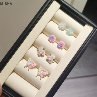 Misa 1 / 4 Cặp Hoa Ngọt Ngào Bướm Bông Tai Dành Cho Nữ Bé Gái Dễ Thương Mini Nhựa Bông Tai Dự Tiệc Thời Trang Phụ Kiện Trang Sức Quà Tặng Đẹp