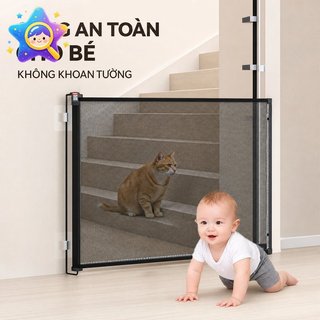 Cổng an toàn cho bé có thể thu vào Rào chắn cầu thang Không khoan Vải lưới chống thú cưng Hàng rào cửa nhà