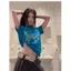Milyfashion Cotton Cat In Hình Chính Hãng Áo Thun Đeo Vai Mùa Hè Xanh Ngắn Tay T Slim-Fit Slimmer Look Top Hợp Thời Trang U